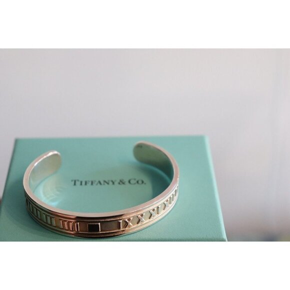 Tiffany & Co. Women's Silver Atlas Cuff Bracelet Sterling Silver Roman Numeral - Picture 5 of 9